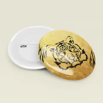VIBHAN Tiger Head Badge - Gold Black